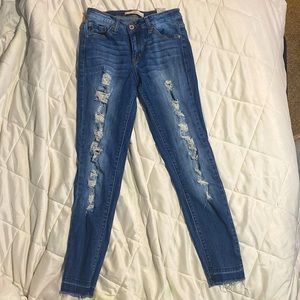 Straight Leg Dark Wash Blue Jeans